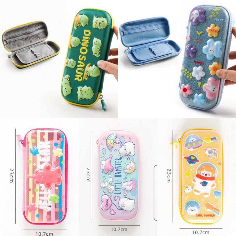 

PENCIL CASE - KOTAK PENSIL, TEMPAT PENSIL, BAHAN EVA, kotak pensil motif dino bear hamster flower