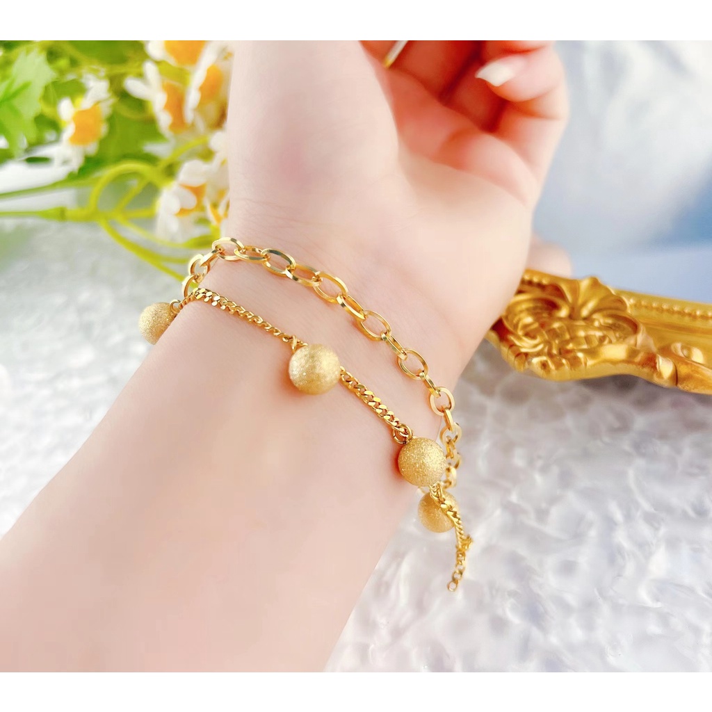 Gelang Titanium Doubel Rantai Perhiasan Fashion 146.3293