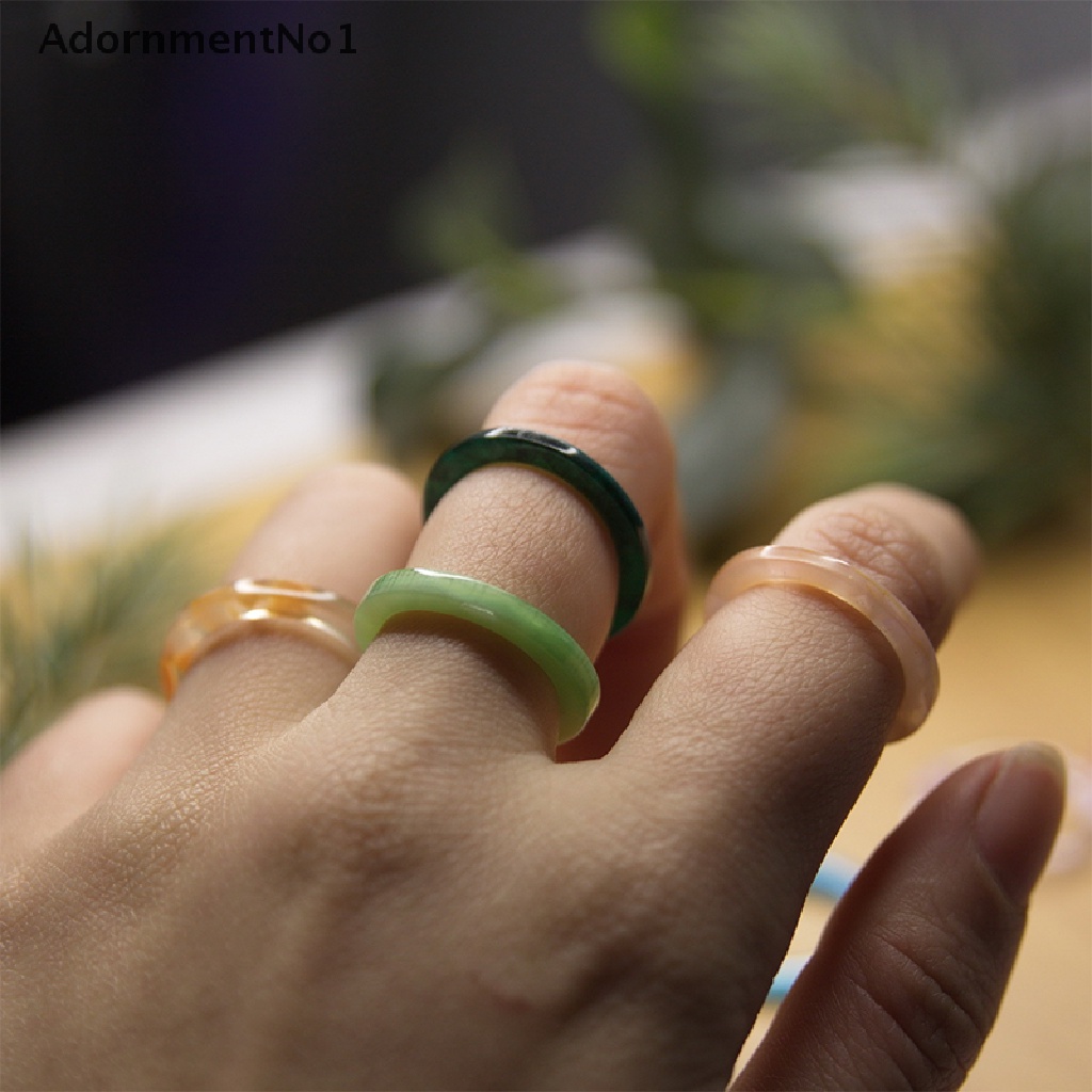 (AdornmentNo1) 10pcs / Lot Cincin Resin Warna Campur Gaya Korea Untuk Wanita