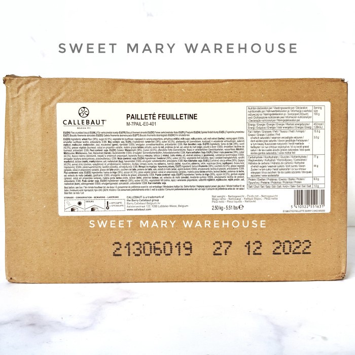 Callebaut Feuilletine 250gr Fellutine French Crushed Biscuit 250 gr