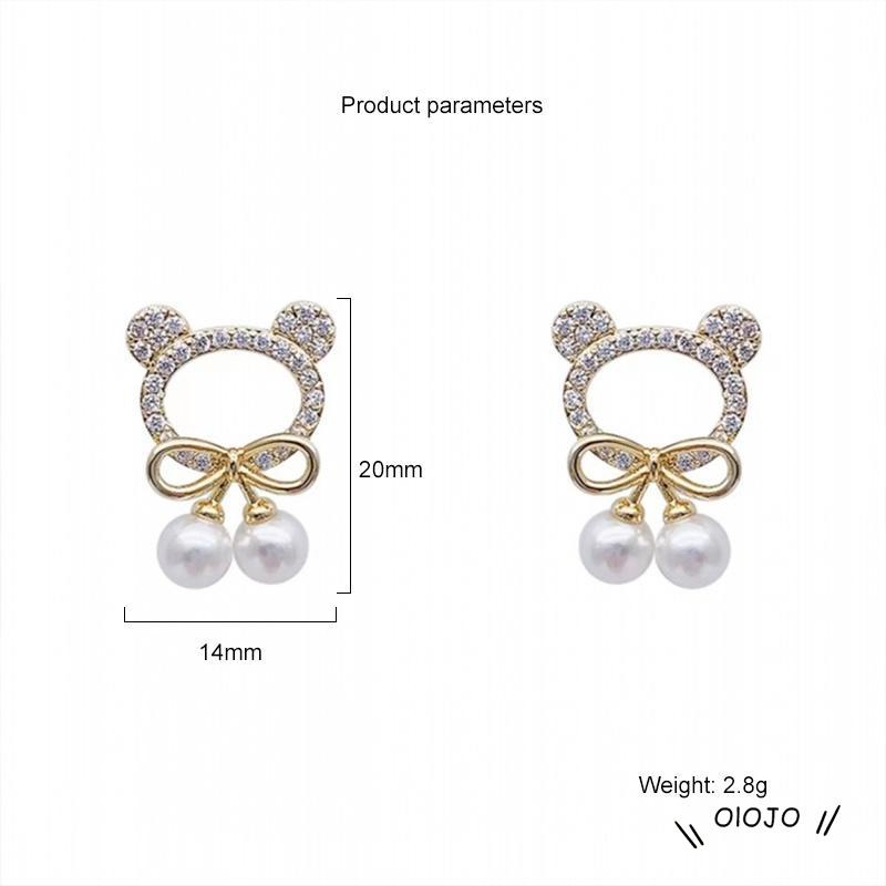 【COD】Anting Bentuk Bulat Motif Beruang Untuk Wanita