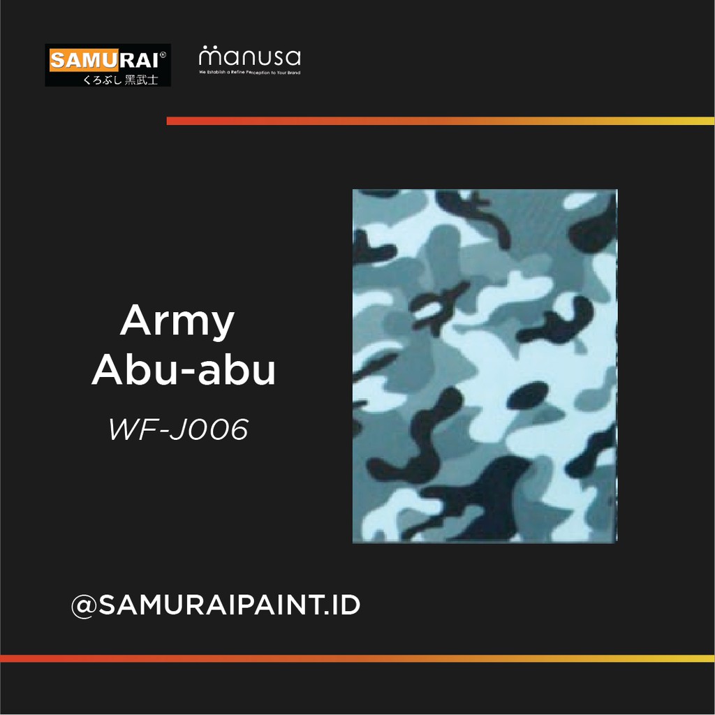 Samurai Paint Water Film Transfer Motif Army Abu-Abu WFJ006 Premium Quality