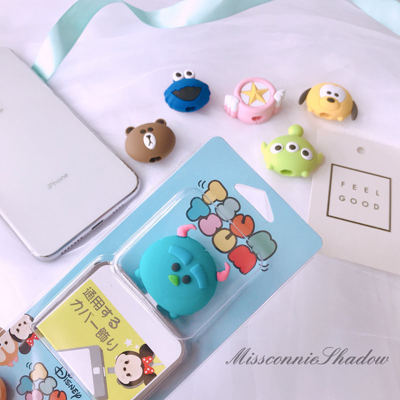 Pelindung Kabel Data Motif Kartun Mickey Bear Untuk Iphone Android Oppo Huawei Vivo