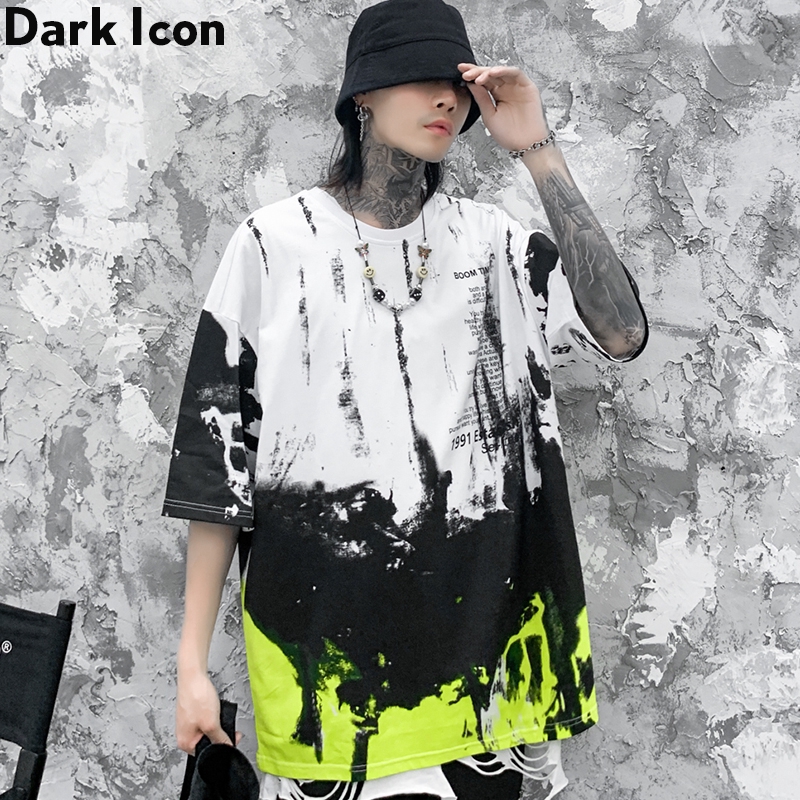  Kaos  T Shirt Lengan Pendek Hip Hop Crewneck Motif Tie  Dye  