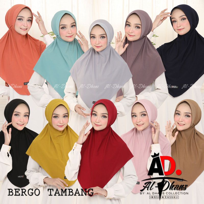 (Original Aldhans) BERGO PET TAMBANG •jilbab instan jersey irish•bergo pet tali kepang