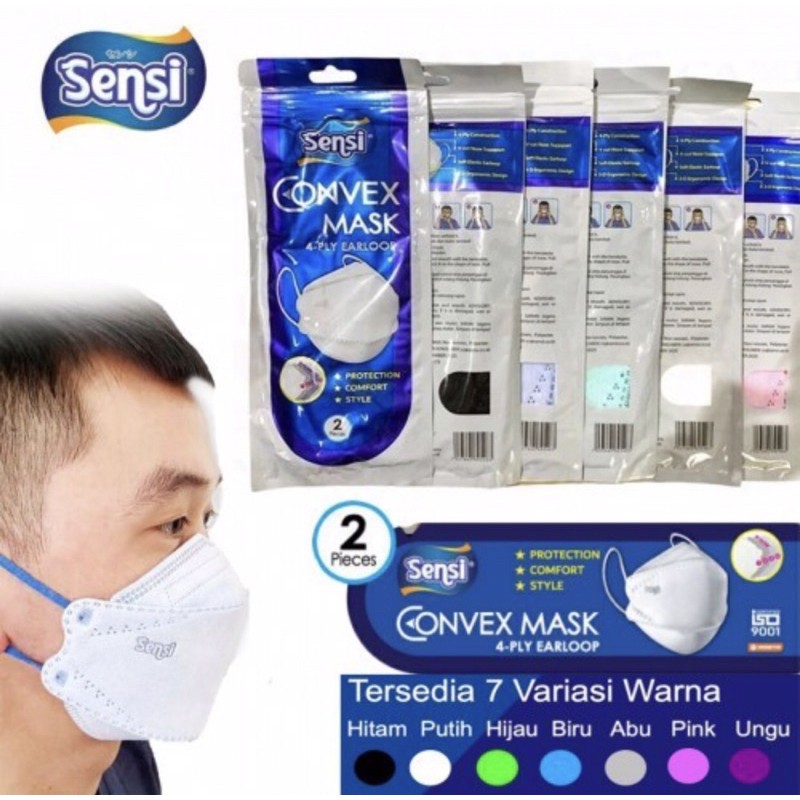 Masker sensi convex mask 4 ply earloop sachet 2 pcs