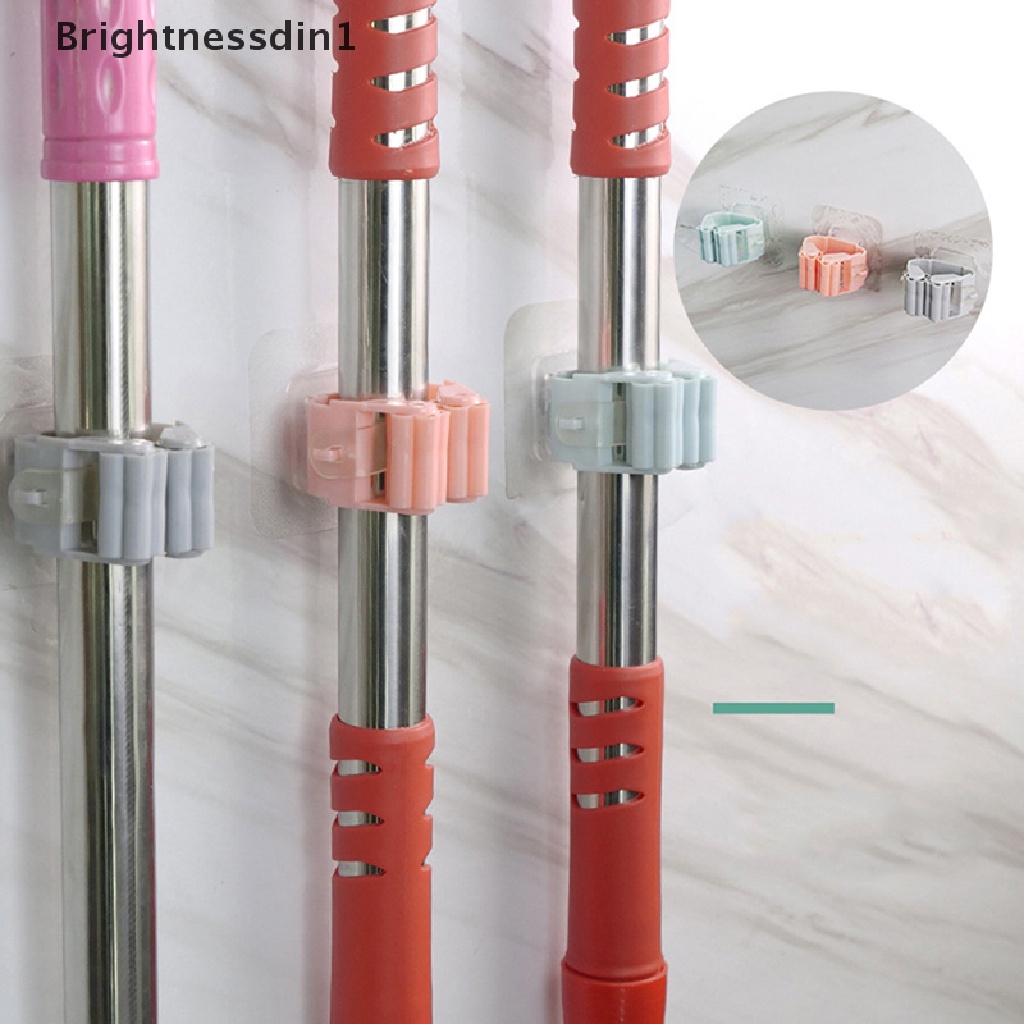 (Brightnessdin1) Klip Holder Sapu / Pel Model Tempel Dinding Untuk Kamar Mandi