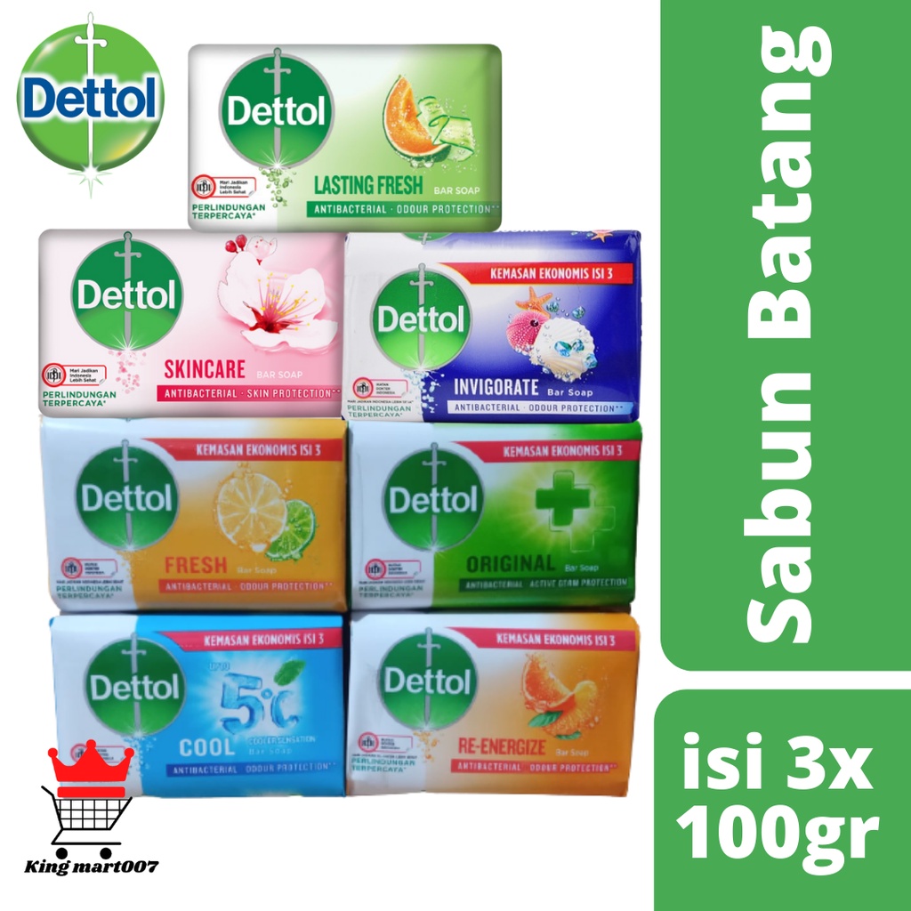 Detol sabun batang 100gr isi 3pcs