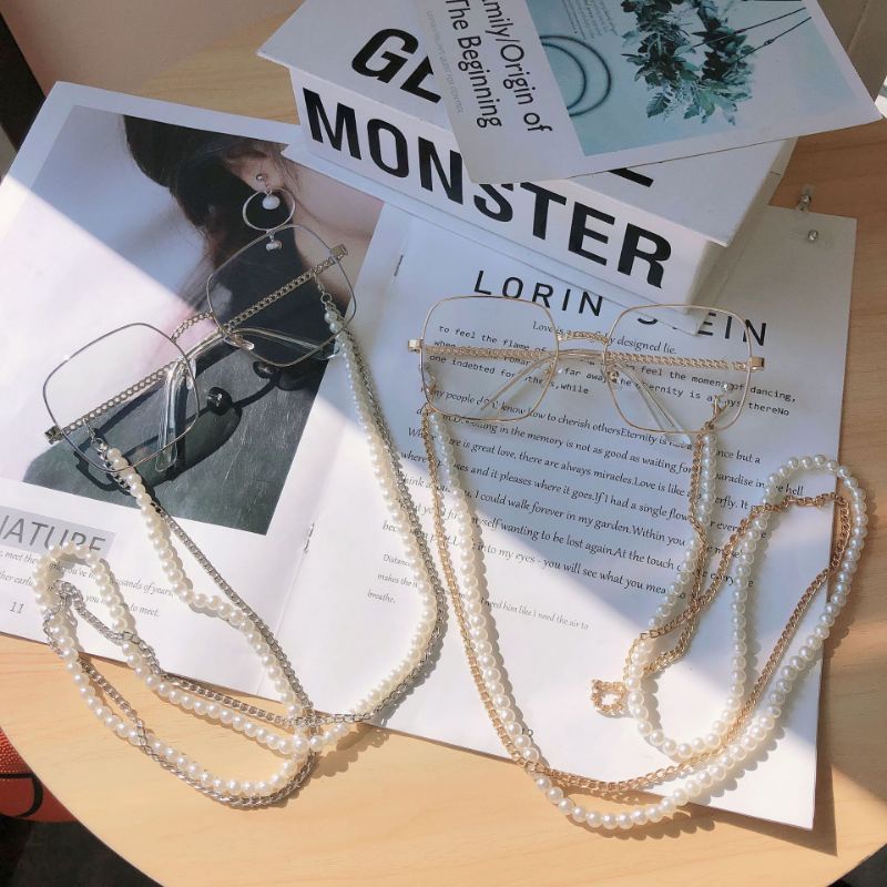COD Rantai Kacamata Double Layer Mutiara 2Fungsi Strap Masker
