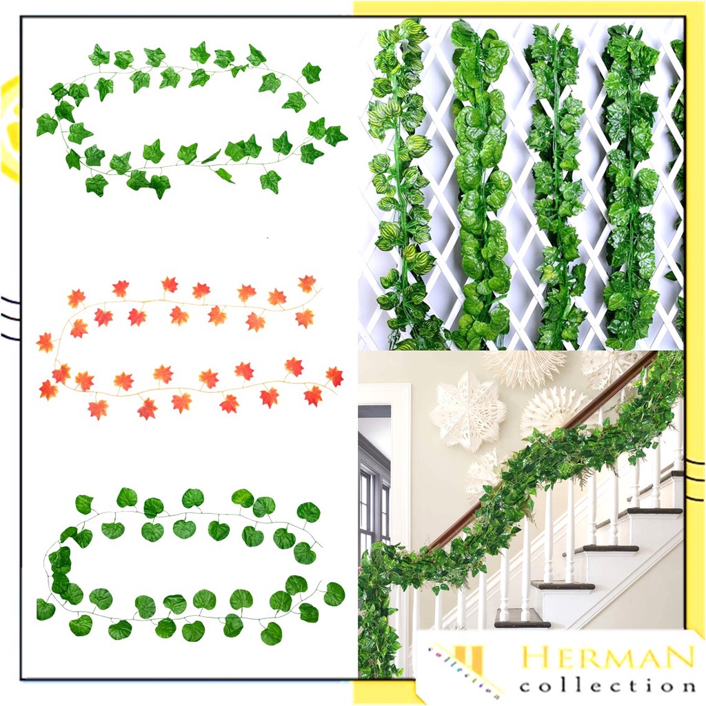 Daun Rambat Palsu Artificial Plastik Sulur Daun Imitasi Daun Hias Tanaman Gantung Hijang Sintetis Dekorasi Ruangan Rumah Kamar Kantor Murah / Abik Store