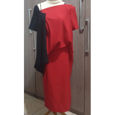 Oline Workrobe Dress Red & Black