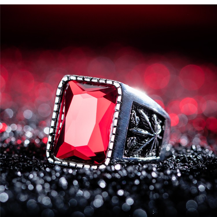 Cincin Pria Titanium Steel Keren Punk Motif dan Berkualitas Silver Black