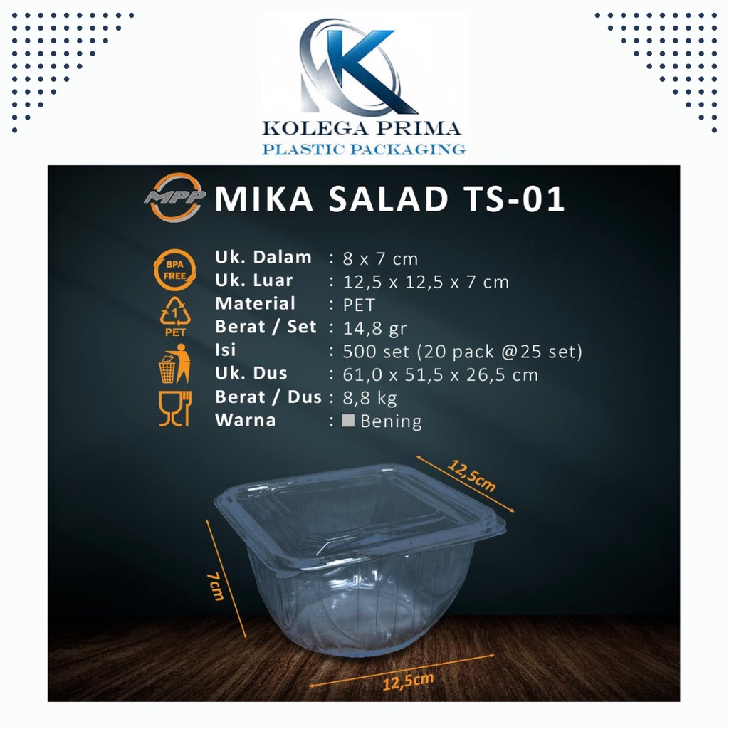 MIKA SALAD BUAH MURAH 500ML/ MANGKOK ES KEPAL MILO/ DESSERT BOX MURAH ISI 25PCS