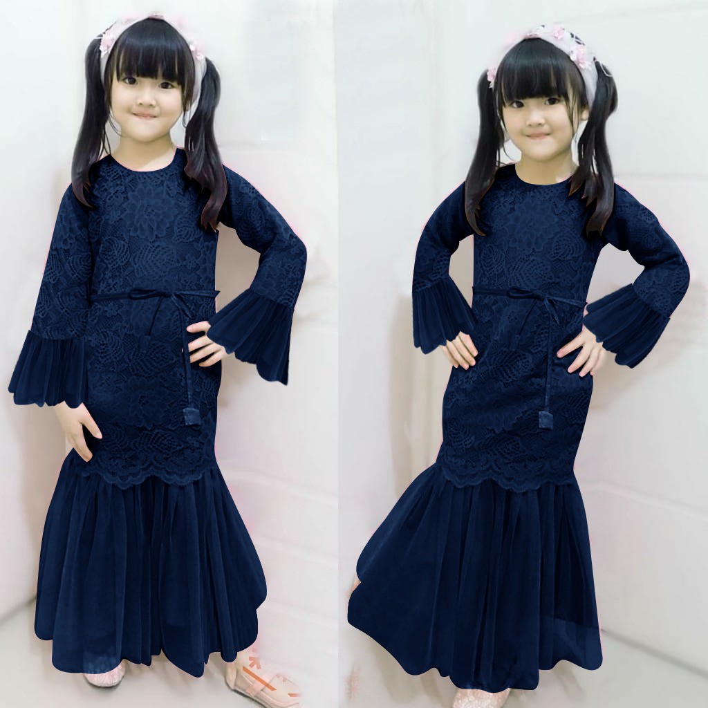 Kid Zarky Baju Gamis Full Brukat Anak Perempuan Tanggung Usia 3-12 Tahun Premium