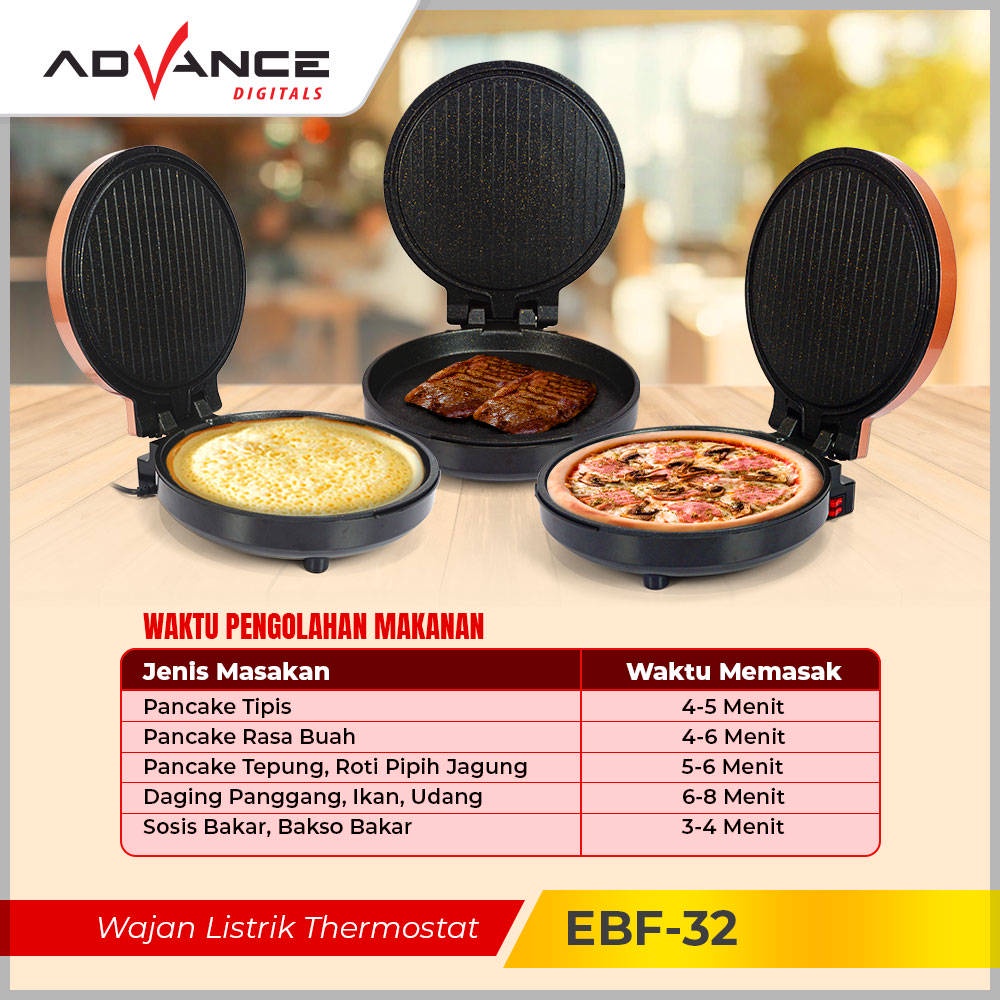 [Advance]Wajan pemanggang elektrik (pemanas dua sisi) Alat Pemanggang Daging dan Membuat Pizza serbaguna