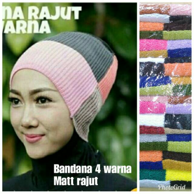 Bandana ciput rajut 4 warna/inner rajut 4 in1 premium