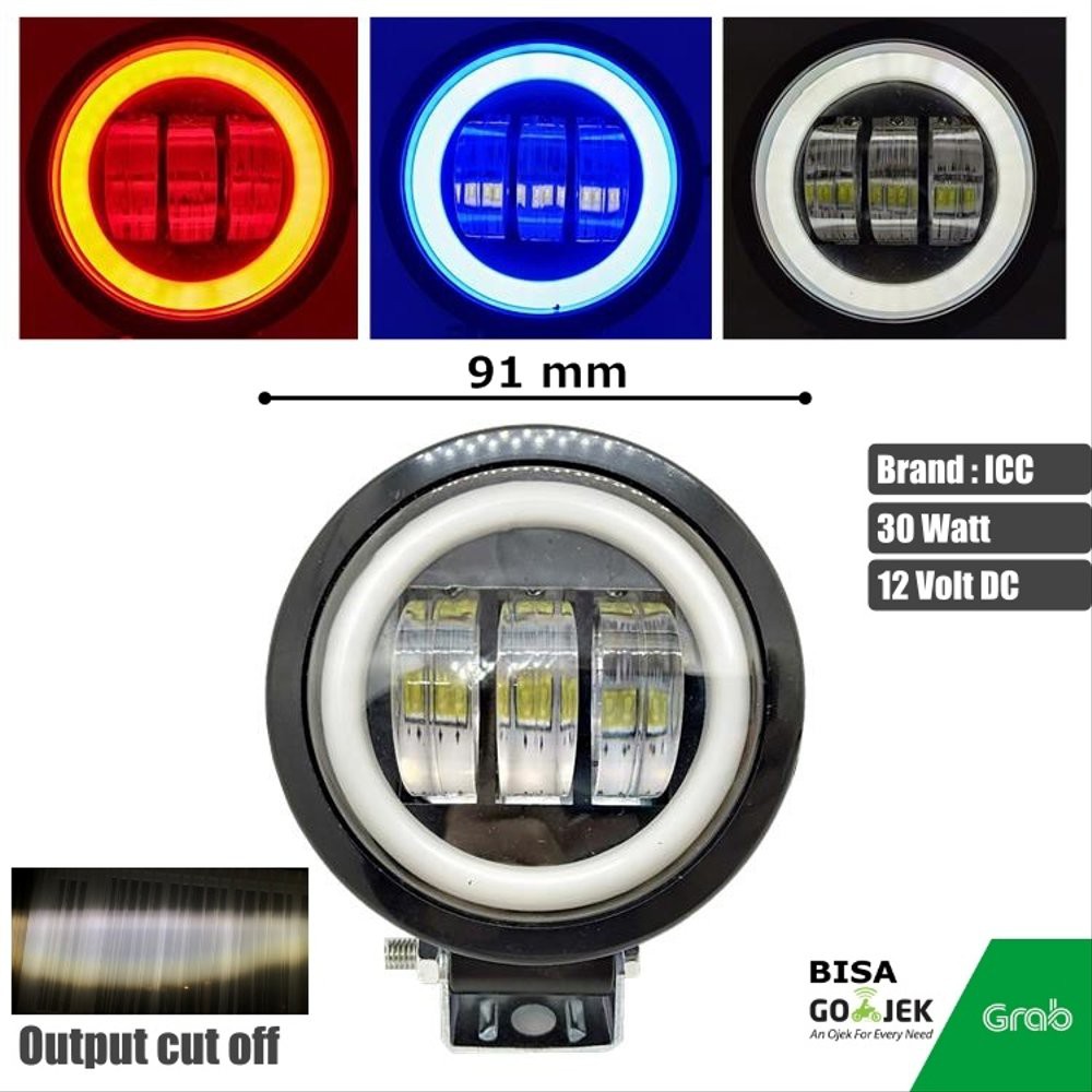 LAMPU TEMBAK K30 3 MATA 30 WATT BULAT MERK ICC I Cwl led lampu tembak sorot I Lampu led tembak AES-2