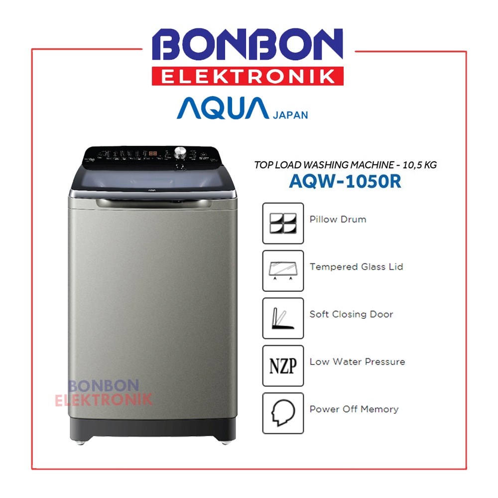 AQUA Mesin Cuci 1 Tabung 10.5KG AQW-1050R / 10,5KG AQW 1050 R