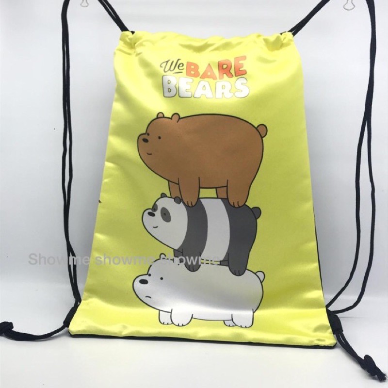 tas ransel anak sekolah serut / string  bag tk - sd -smp / we bare bears toska - kuning - biru muda