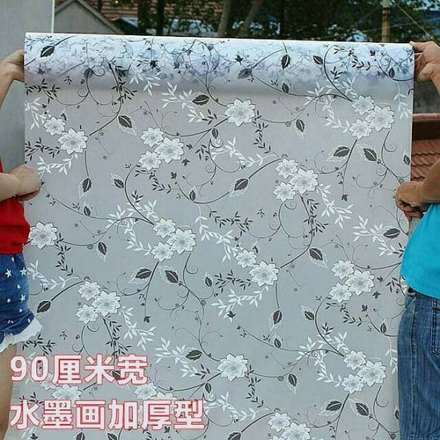 Sticker kaca sunblast motif bunga daun hitam