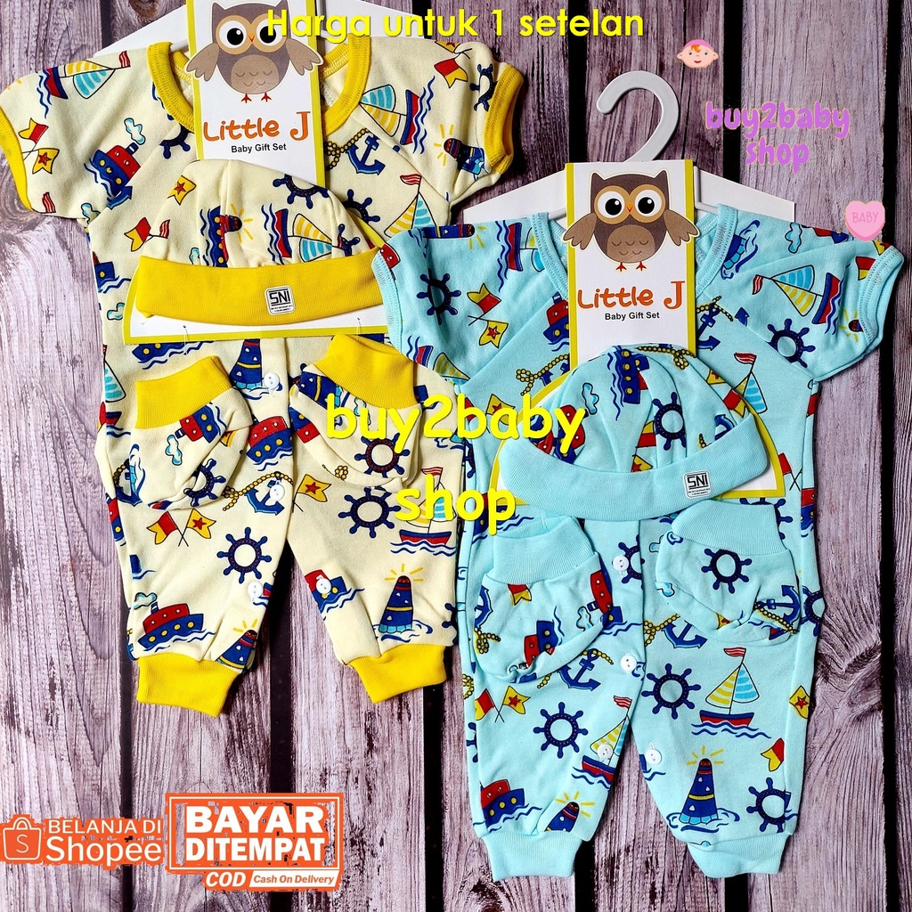 Jumper bayi baju kodok bayi set topi dan sarung kaki LITTLE J Kartun series 0-3 Bulan 1 PCS