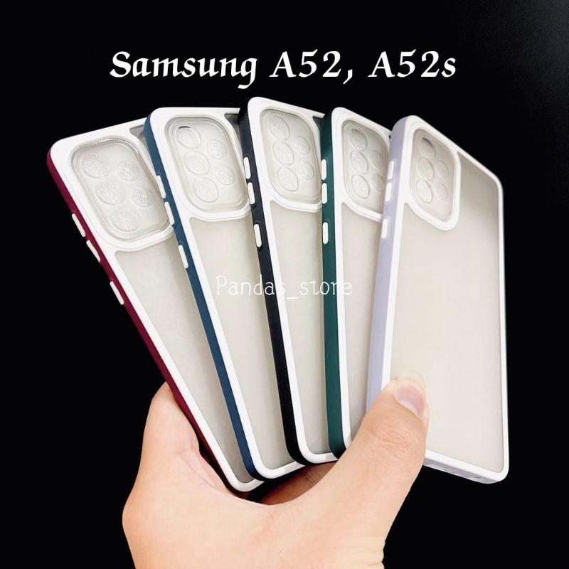 Pro Hybird Samsung A52 , A52s 5G Softcase Halus dan Elegan / Pinggiran Garis Putih Keren (Pandas)