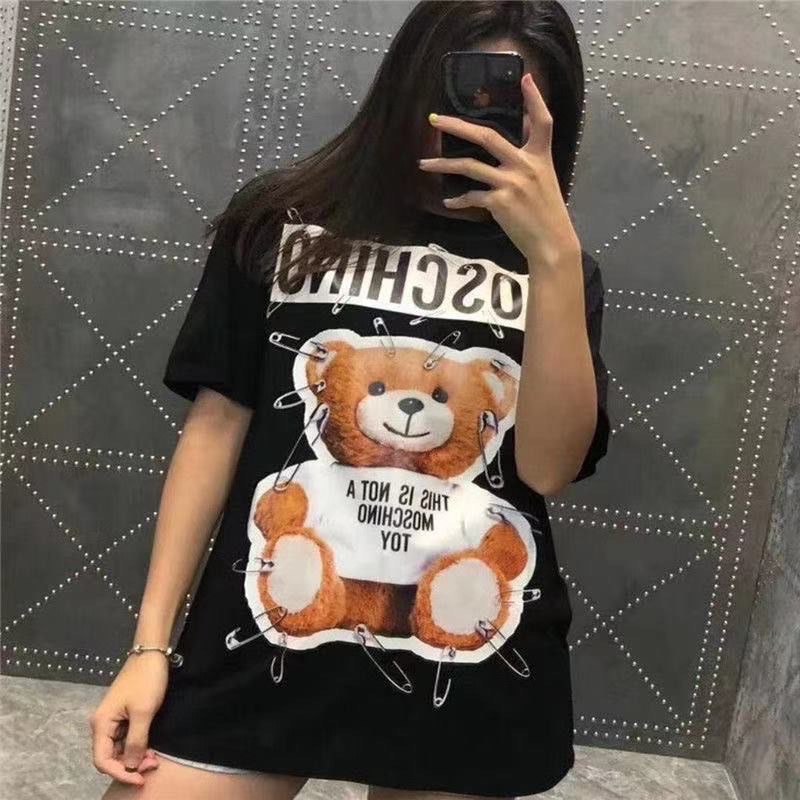 Overtee Tshirt Oversize Wanita Motif Fat Bear Hitam - 100% Import