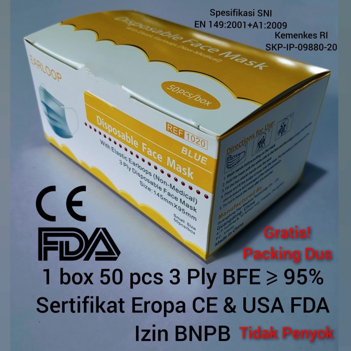 Masker Anak 3Ply 3 Ply Masker Disposable Earloop Non - Masker Medis
