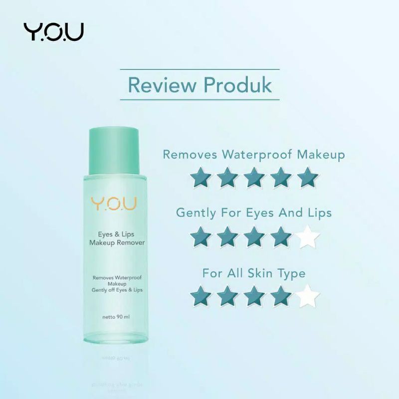 YOU Eyes and Lips Makeup Remover 90 ml / Removes Waterproof Makeup / Pembersih Makeup