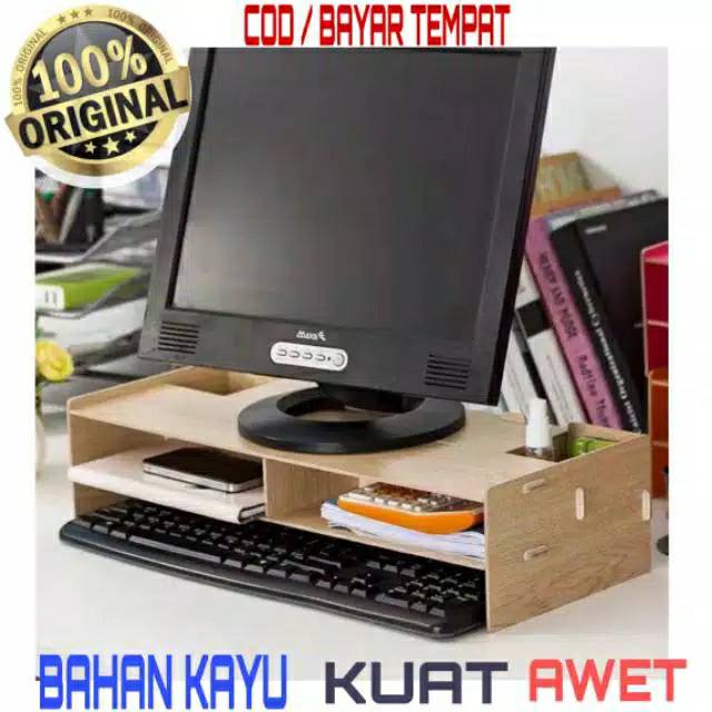 Jual RAK KOMPUTER LAPTOP RAK KEYBOARD DESKTOP RAK SUSUN KAYU ORGANIZER ...