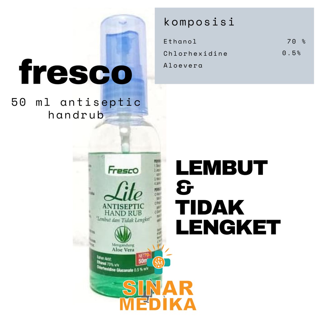 ANTISEPTIC HAND RUB FRESCO 50 ML . ALKOHOL LIQUID HAND SANITIZER PEMBERSIH TANGAN DARI VIRUS