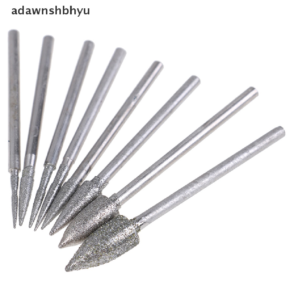 Adawnshbhyu 8Pcs diamond grinding head polishing needle bits burrs Alat Ukir Batu Logam