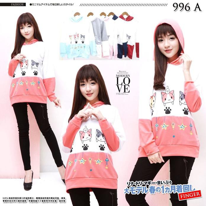 Sweater Lucu Hoodie Cat Kucing Babyterry Japan Sweater Korean Style Best Quality
