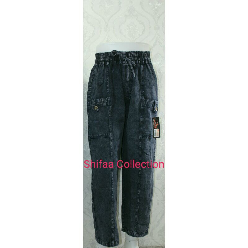 Celana BG K Doraemon Bahan Soft Jeans Ukuran Standar BB 40-60 kg dan Jumbo 60-80 kg