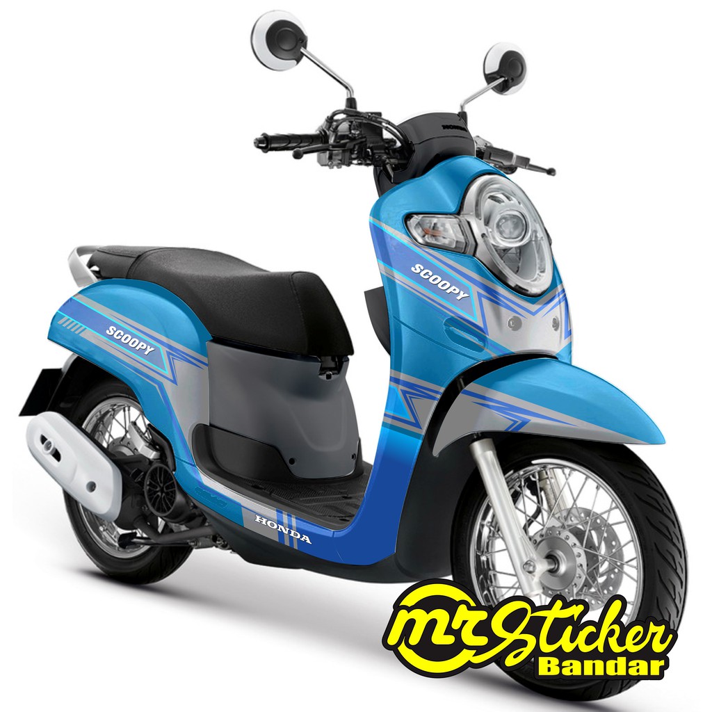 Sticker Decal Scoopy Fi Full Body Grafis Kalem Biru Tosca