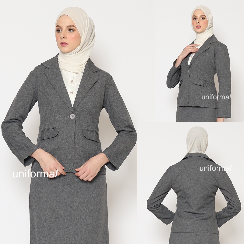 Blazer Formal Wanita, HITAM PUTIH ABU DONGKER S-5L JUMBO BIG SIZE Blazer Kantor Wanita, Blezer Cewek Kancing 2 Bahan Gabardine Atasan Kerja Cewe Kancing Dua Murah Trendy Untuk Sekolah Interview Wisuda Perpisahan Korea Import Dokter Bidan Ukuran Slimfit