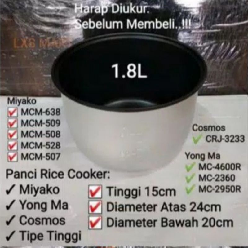 PANCI RICE COOKER / MAGICOM 1,2 LITER, PANCI RICE COKER 1,8LITER TINGGI &amp;  RENDAH UNIVERSAL PQNCI TEFLIN MAGIC COM