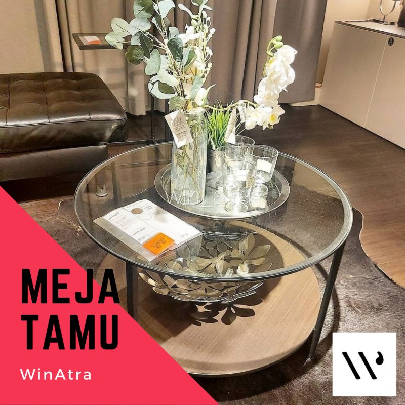 Jual MEJA TAMU BULAT BESI KACA Indonesia|Shopee Indonesia
