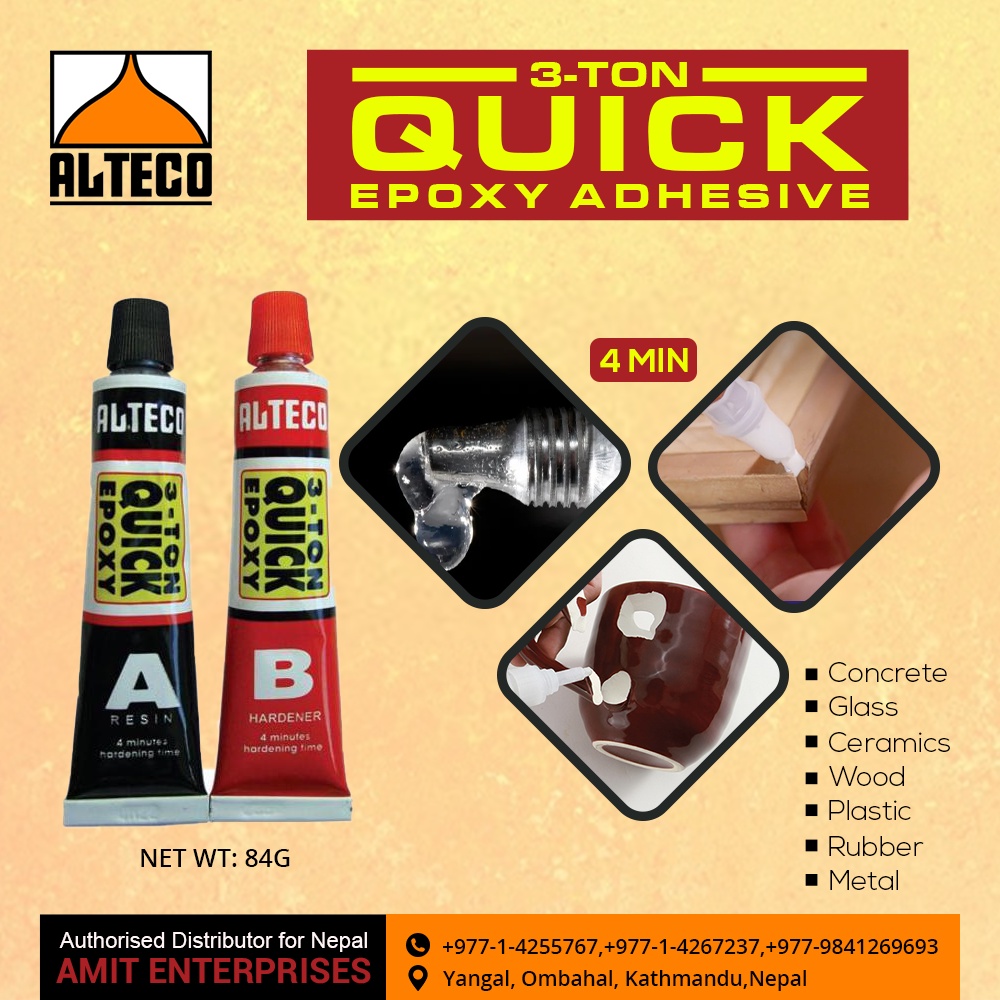 Lem Besi Alteco Quick Epoxy 3 Ton 4 Menit Kering Menempel Kuat Extra Strong Tahan Air Tahan Panas