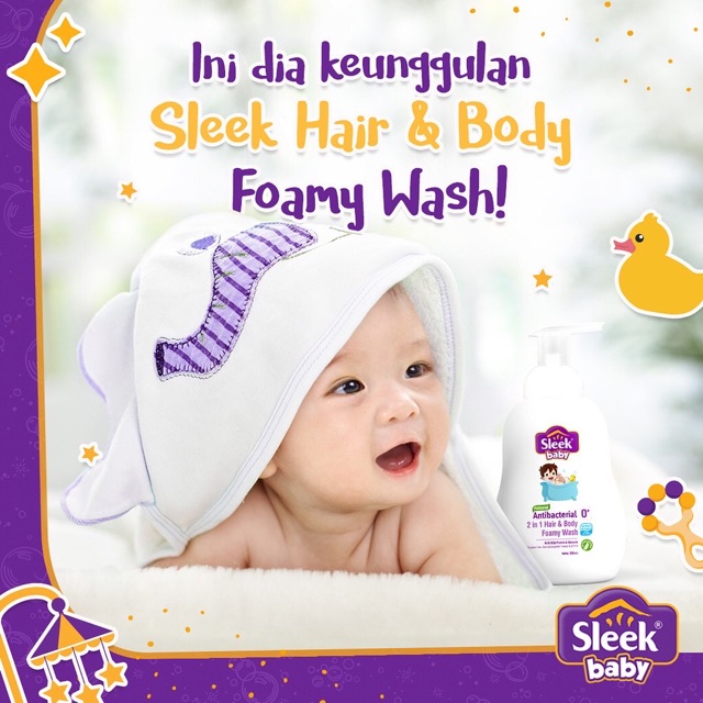 Sleek Baby - Natural Antibacterial 2 in 1 Hair and Body wash - 250 ML Sabun Dan Shampoo Bayi