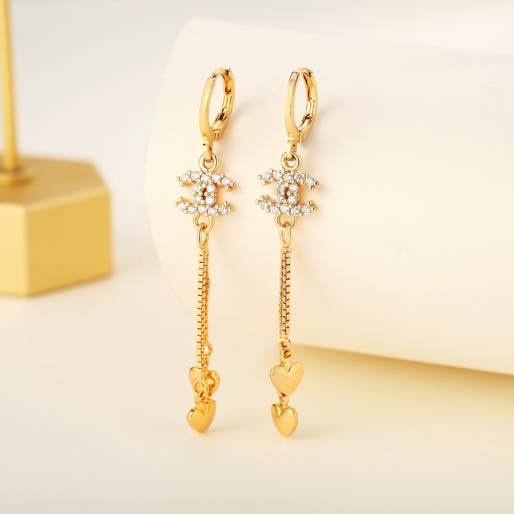 Y123 Anting Wanita Panjang Temperamen Merah BersihAnting Wanita Korea Titanium Anti Karat-2