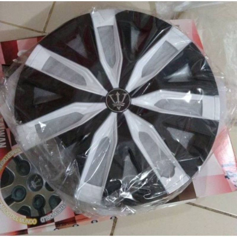 Dop Velg Cover Roda Mobil Ring 14 Inci Hitam Putih