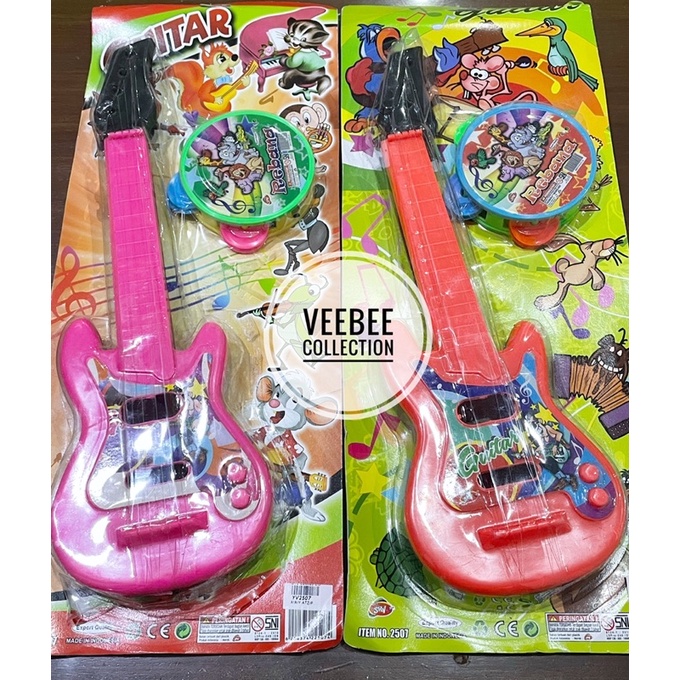 Mainan gitar rebana set anak/ mainan alat musik plastik anak/ guitar/ gitar plastik mainan