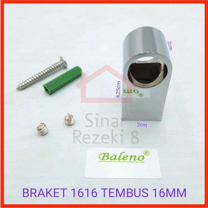 Bracket 16 mm TEMBUS 5/8" inch Tengah Pipa Bulat Stainless Topi Lemari Kualitas Terjamin