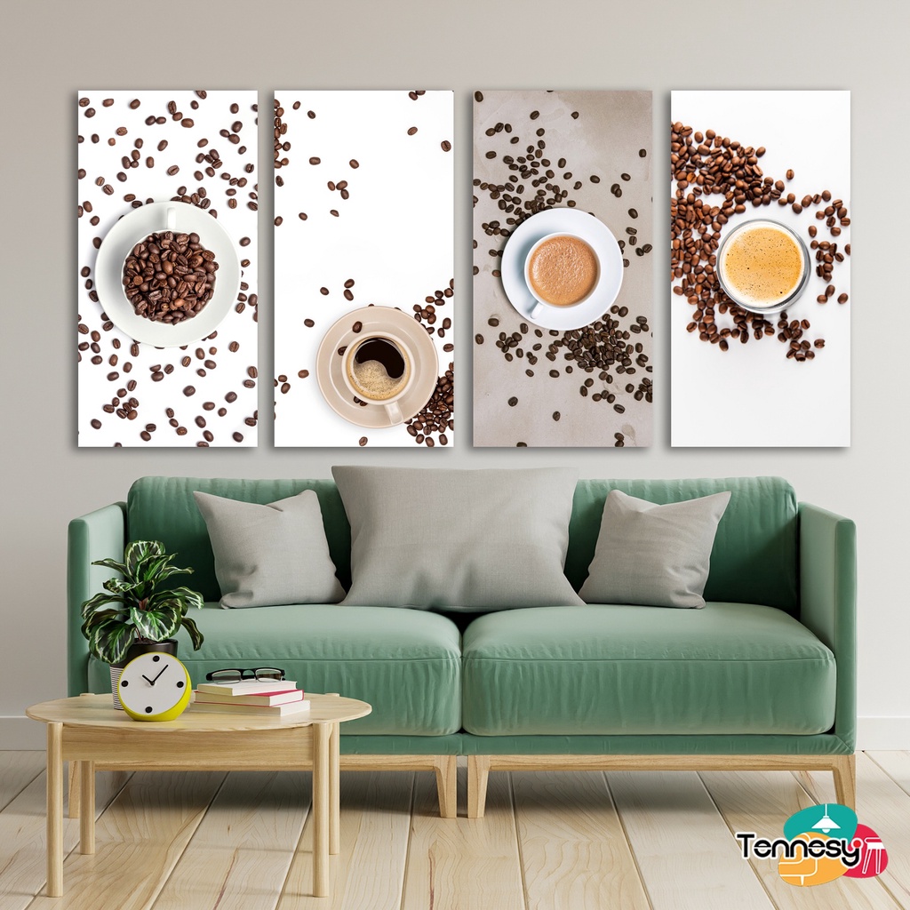 TENNESY HIASAN DINDING COFFEE BEAN CUP KOPI 20x40CM WALL DECOR PAJANGAN KAYU POSTER DEKORASI DINDING CAFE KAMAR RUANG TAMU RUMAH