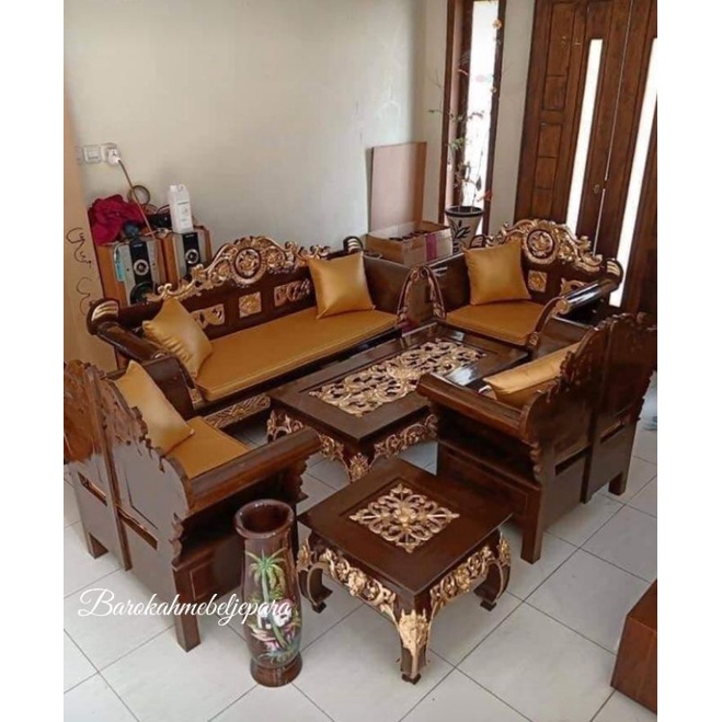 sofa tamu jati / kursi tamu jepara model matahari