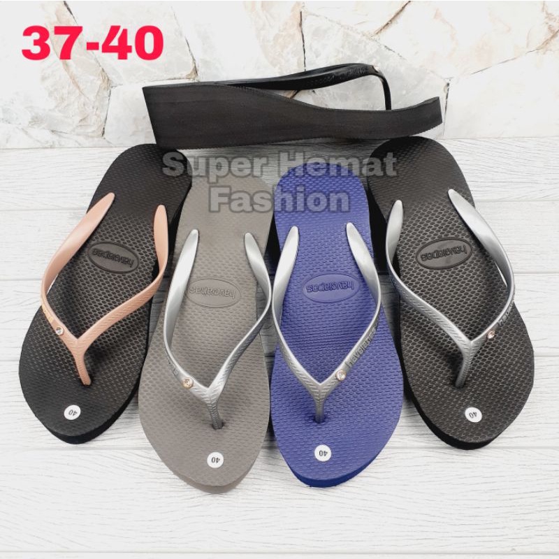 Haveianas Wedges Sandal Jepit Wanita Spon Spons Sendal Japit Polos Cantik Murah Tali Karet Cewek Perempuan Colorful Simple Empuk Kualitas Super Bali 5cm