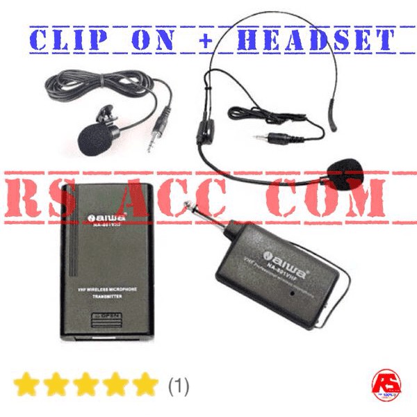 Mic Wireless Aiwa Clip On Transmiter Headset Microphone