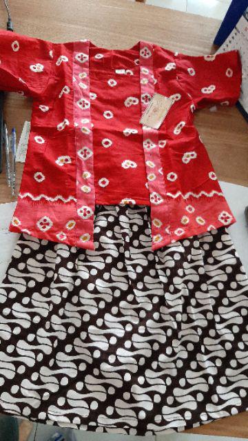 Setelan Batik Jumputan Anak Wanita Model Kutubaru Bahan Katun Warna Toska Bac28