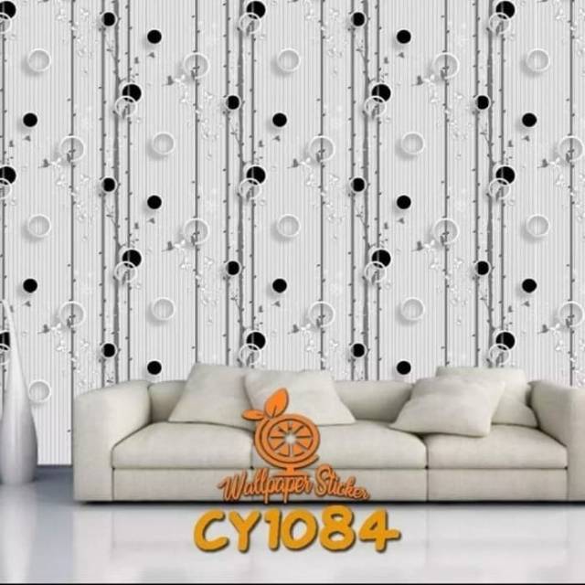 Wallpaper stiker dinding motif bulat rambat hitam